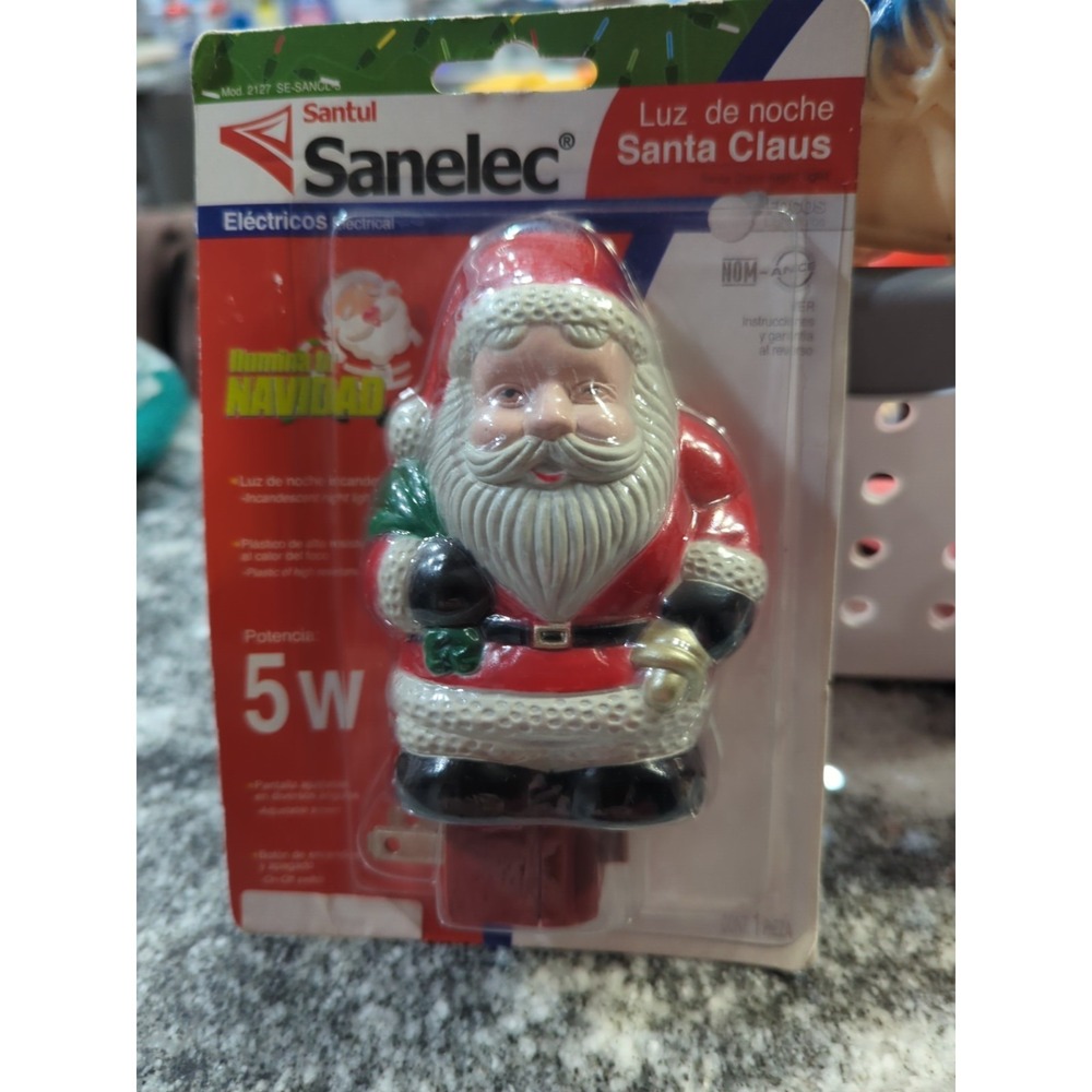 Plastic SANTA CLAUS Night Light Christmas 4" Tall Holiday Blow Mold